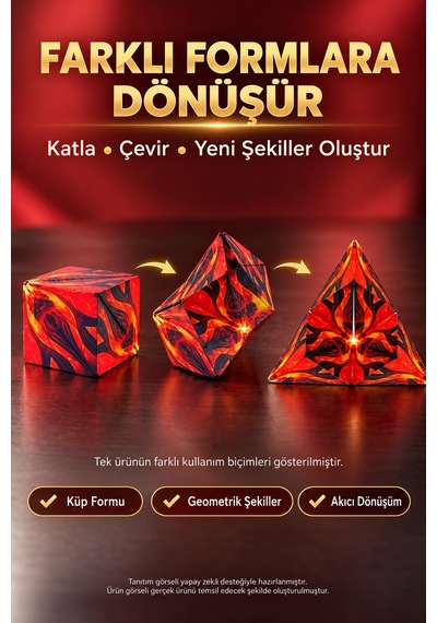 Manyetik Şekil Değiştiren Katlanır Küp, Qiyi Infinity Fidget Stres Oyuncağı Red Phoenix 6 X 6 X 6 Cm