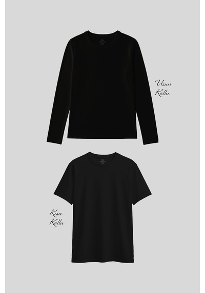 Tommylife Basic O Yaka 2li Paket Siyah Kadın T-shirt Siyah