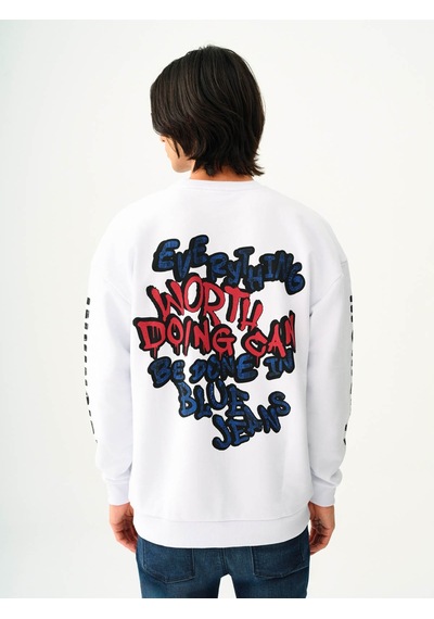 Loft Erkek Sweatshirt Beyaz Lf2038145 Oversize Fit 25kp69000146 P69100 Beyaz