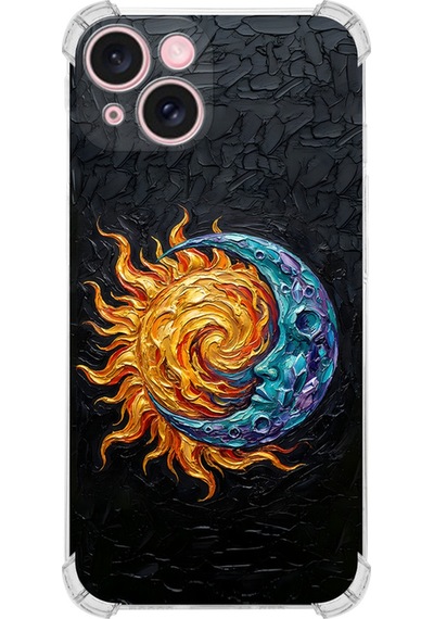 Apple Uyumlu iPhone 14 Plus İle Köşe Korumalı Kılıf Metamorfoz Kozmik Dans Tasarımlı Uv Baskılı Şeffaf