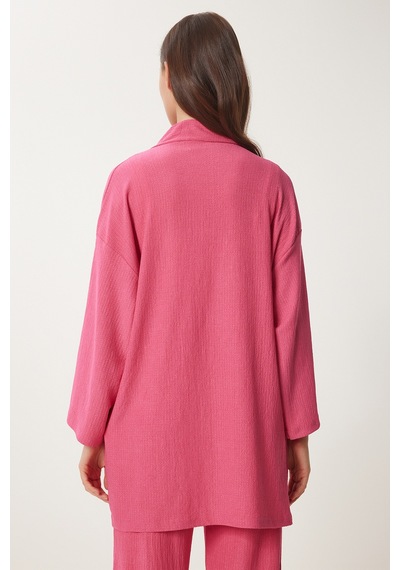 Happiness İstanbul Kadın Koyu Pembe Kimono Pantolon Örme Takımı By00050 Koyu Pembe