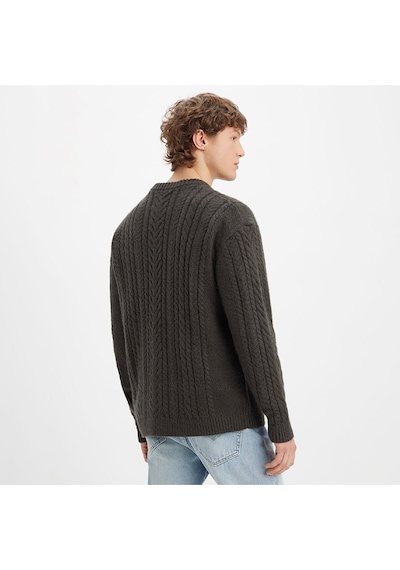 Levi's Battery Crewneck Erkek Bordo Yuvarlak Yaka Relaxed Fit Kazak Antrasit