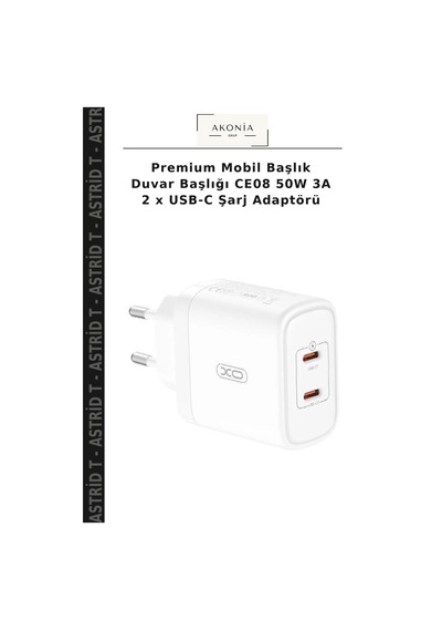 Premium Mobil Başlık Duvar Başlığı Ce08 50w 3a 2 X Usb-c Şarj Adaptörü
