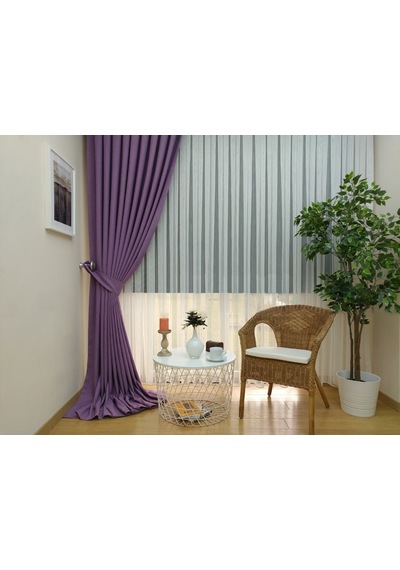 Evdepo Home Keten Koyu Lila Fon Perde Tek Kanat Lila