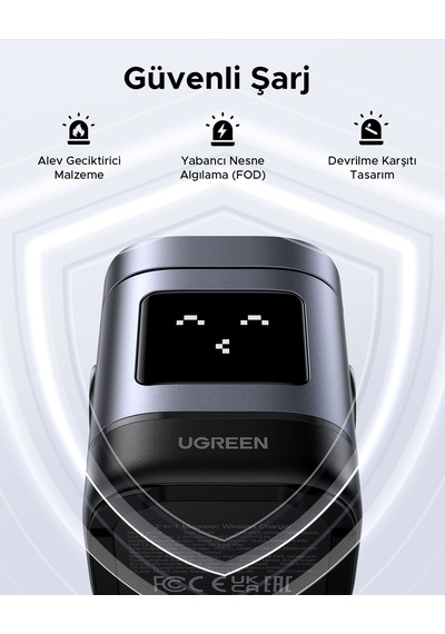 Ugreen Uno Qi2 15w 2-in-1 Katlanabilir Kablosuz Şarj Standı İphone & Airpods Uyumlu , 45775