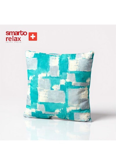 Smarto Relax Içi Dolgulu Kırlent 45x45 Cm Kare Salon & Berjer Kırlenti Beyaz - Mavi