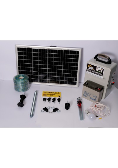 Elektrikli Çit 24ah-set3 Domuz Kovucu Cihazı 50 Watt Paneli 500metre Örgü-ağaç