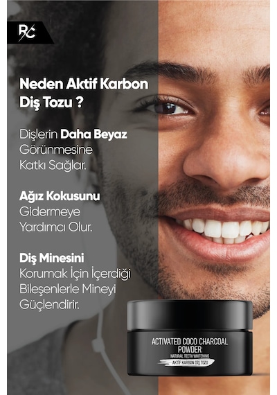 Aktif Karbonlu Diş Beyazlatma Tozu Sigara, Çay & Kahve Lekelerine Karşı Formül