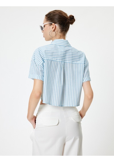 Koton Crop Gömlek Cep Detaylı Kısa Kollu Düğmeli Klasik Yaka Mavi Çizgili 4sal60260ıw Mavi Çizgili Koton Crop Gömlek Cep Detaylı Kısa Kollu Düğmeli Klasik Yaka Mavi Çizgili 4sal60260ıw Mavi Çizgili