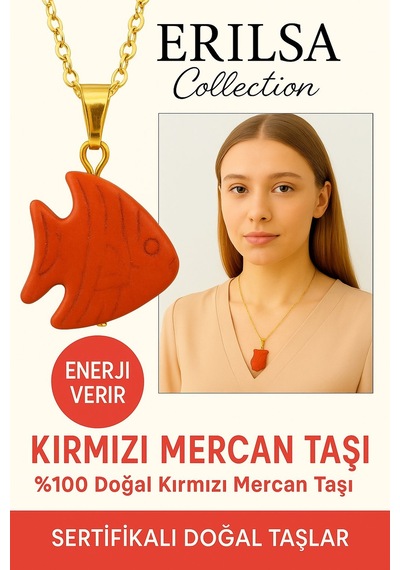 Erilsa Sertifikalı Altın Kaplama Penguen Model Kırmızı Mercan Kolye Sa Çok Renkli