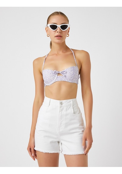 Koton Desenli Bikini Üstü Lila Desenli 0yak89117bm