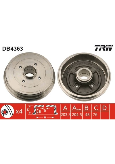Trw Arka Fren Kampanası Rulmansız Renault Clıo Iıı 05 Modus 04 IS00-TRW DB4363