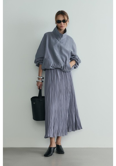 Suud Collection Gri Donette Piliseli Etek