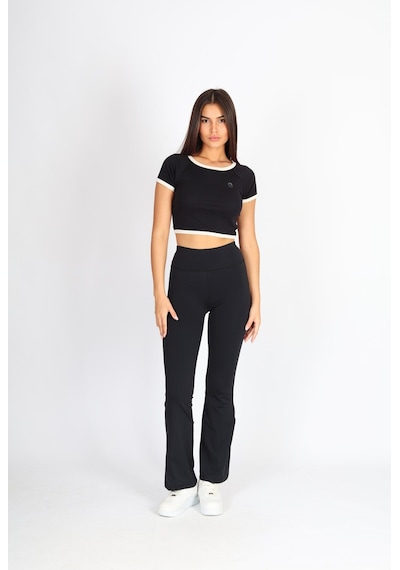 Soft&Basic Siyah-ekru Regular Fit Crop Basic Kadın 2'li Crop Tişört Beyaz