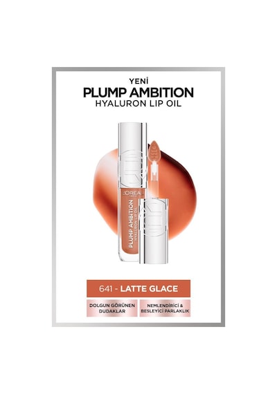L'Oréal Paris Plump Ambition Hyaluron Lip Oil Besleyici ve Nemlendirici Dudak Parlatıcısı 641 Latte Glace