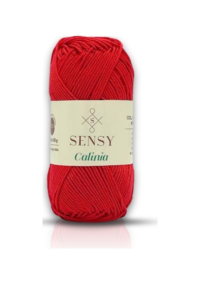 Sensy Calinia 100% Merserize Pamuk Örgü İpi, Dantel İpi, Tığ İpi, Giza Mısır Pamuğu Kırmızı