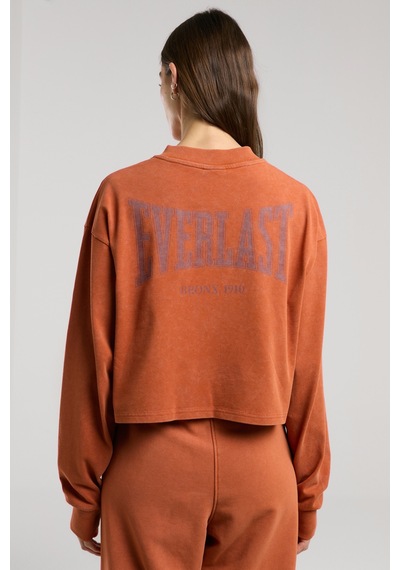 Everlast Bronx 1910 Oversize Turuncu Crop Uzun Kollu Kadın Tişört Kiremit