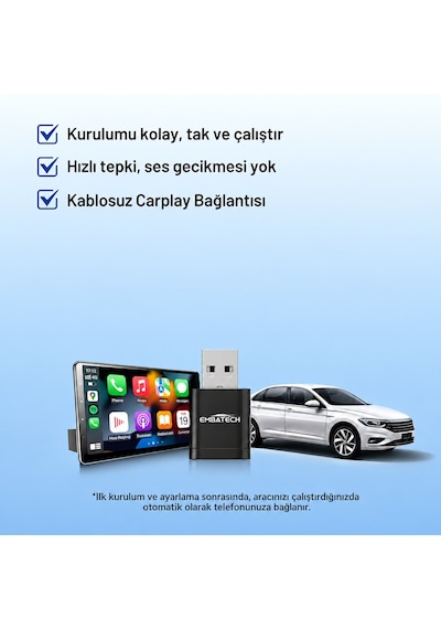 Embatech 2in1 Kablosuz Android Auto Ve Carplay Adaptörü Emt-006N