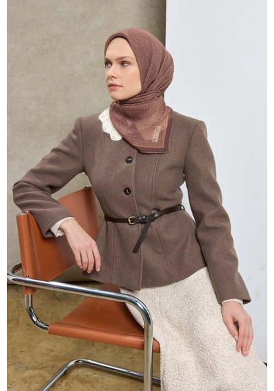 Silk Home Labirent Desen Lyocell Monare Eşarp - 6424 Acı Kahve