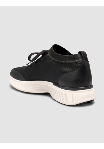 Cabani Triko & Hakiki Dana Deri Siyah Beyaz Erkek Sneaker Siyah