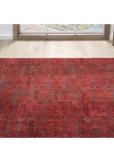 Canlı Bordo Kırmızı Otantik Ağaç Motifli Vintage Halı - Nk0258ba Bordo - Kırmızı