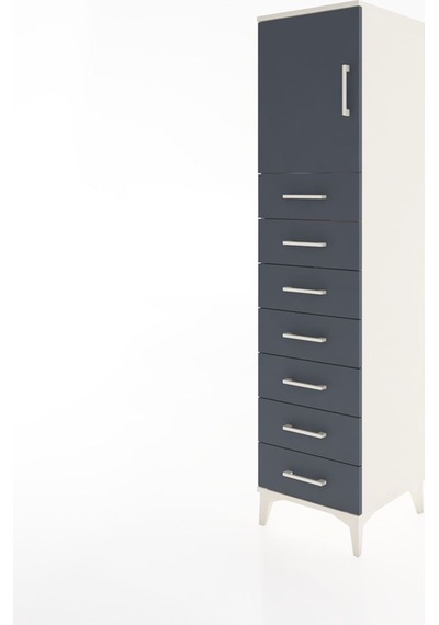 Hyperion Dolap Tek Raflı 7 Çekmeceli Tek Kapaklı 44x44x182 Aytaşı-antrasit Aytası