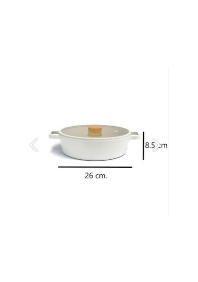 0128 D-neof226l Fıka Cam Kapaklı Alumınyum Sıg Tencere 26 Cm Bej