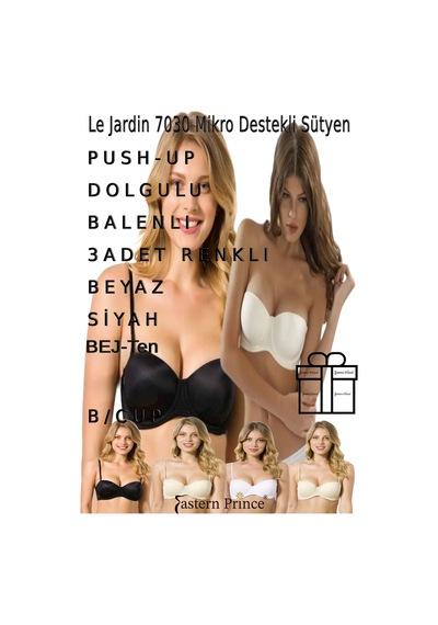 Le Jardin Kadın Sütyen Push-up Destekli Balenli Telli 7030 Elita Micro B Cup 3 Adet Beyazsiyahbej Le Jardin Kadın Sütyen Push-up Destekli Balenli Telli 7030 Elita Micro B Cup 3 Adet Beyazsiyahbej