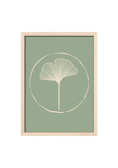 Ginkgo Ahşap Çerçeveli Poster, Dekoratif Sanatsal Duvar Tablosu