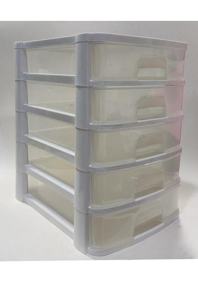 Tr Şeffaf Raflı 5 Katlı Evrak Dosya Hırdavat Çekmecesi 35x26 H:39cm A4 Dosya Kağıdı Ve Dosyalara Rahat