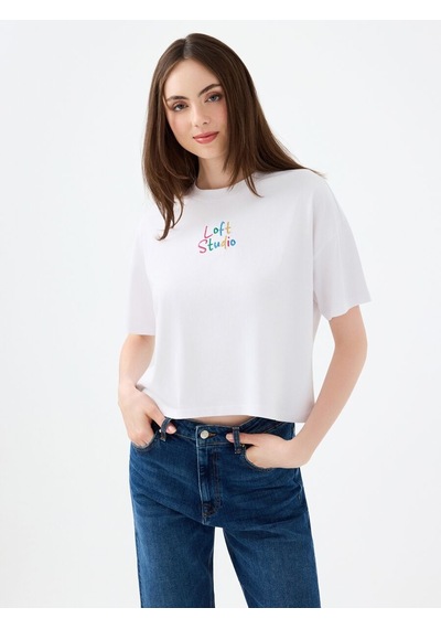 Loft Long Crop Kadın Tshirt K.kol Lf2040499 Q1.v1 Beyaz