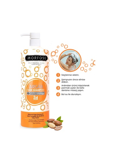 Morfose 2 in 1 Argan Turuncu Şampuan 1 L