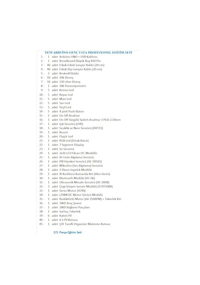 Arduino Genç Usta Profesyonel Eğitim Seti