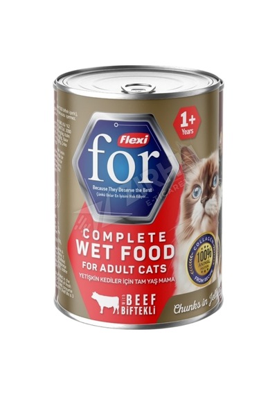 4 Adet Flexi For Biftekli Yetişkin Kedi Yaş Maması 400 Gr