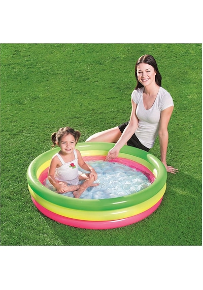 Bestway 51104. 3 Boğum Renkli. Şişme Zemin Çocuk Havuzu. 102x25cm Çok Renkli