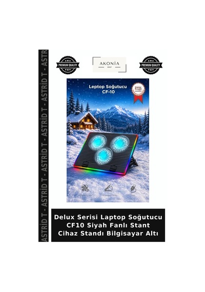 Delux Serisi Laptop Soğutucu Cf10 Siyah Fanlı Stant Cihaz Standı Bilgisayar Altı