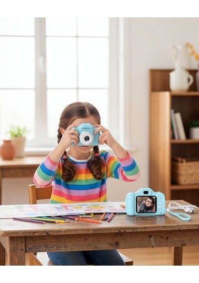 Mini Kamera Mavi Hd Video Ve Fotoğraf Çekimli Uczzzçocukkamerasımavi-11
