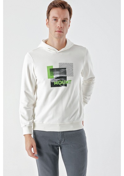Morven Erkek Beyaz Trend Kapüşonlu Sweat-shirt Beyaz