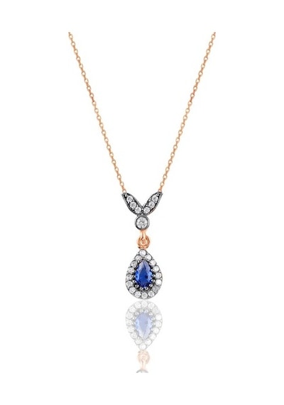 Gümüş Rose Safir Taşlı Damla Üçlü Set