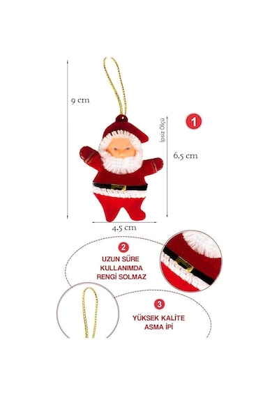 Waldern Yılbaşı Çam Ağacı Süsü Noel Baba 6&apos Lı 6,5cm Diğer