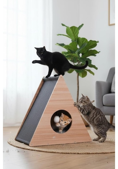 Tr Pet Üçgen Kedi Tırmalama Ve Oyun Evi