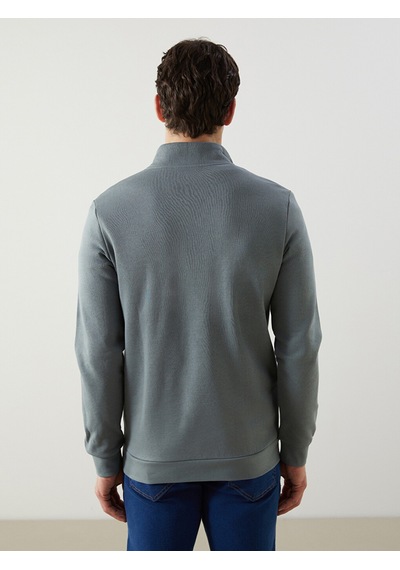 Lcwaıkıkı Classic Yeşil Dik Yaka Uzun Kollu Baskılı Erkek Sweatshirt