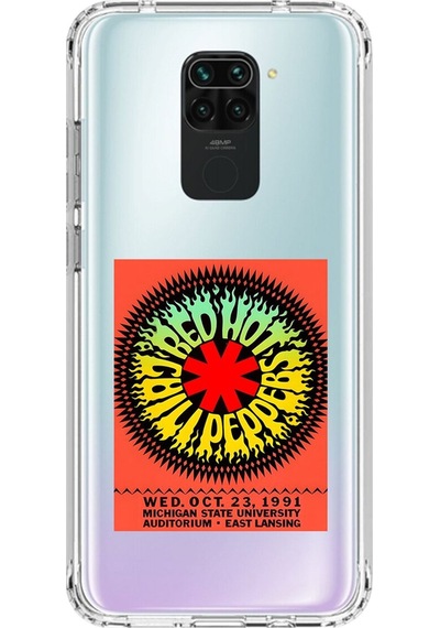 Xiaomi Redmi Note 9 Uyumlu Şeffaf Kılıf Red Hot Chili Peppers Tasarımlı