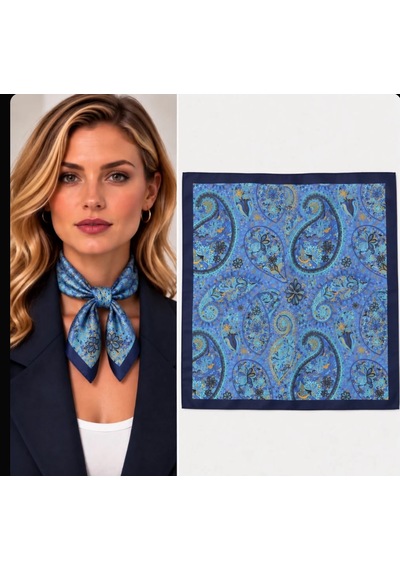 Minjuanrong Mavi Paisley Desenli 50x50 Fular