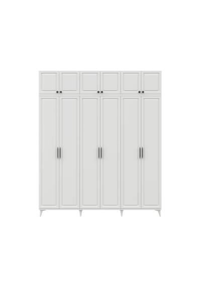 Guneystore Milas 6 Kapaklı Komple Mdf Ayaklı Yüklüklü Gardırop