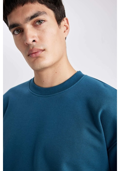 DeFacto Oversize Geniş Kalıp Bisiklet Yaka Basic Düz Sweatshirt T5139AZ24SPBE785