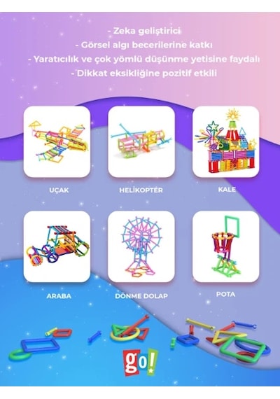Geometrik Tasarım Çubukları Kutusuz 450 Adet Zeka Geliştirici Tasarım Eğitici Oyuncak