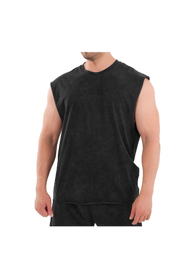 Kingsize Nutrition Kingsize Darksteel Antik Yıkamalı Kolsuz T-shirt Siyah Siyah