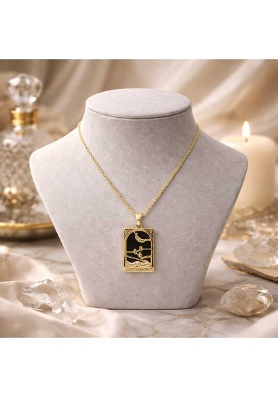 Gold Kaplama Tarot Figürlü Kolye Çok Renkli