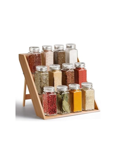 Deconox Bambu 3 Katlı Katlanabilir Baharat Standı Çekmece İçi Kullanıma Uygun Baharatlar İçin Organizer Kavonozlar Ve Aksesuarlar Dahil Değildir 7009